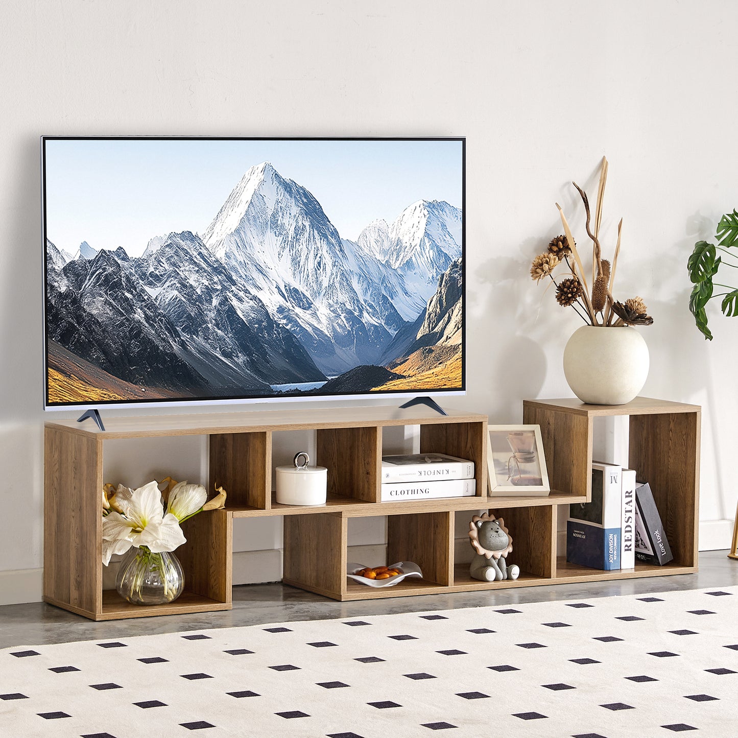 2 Pieces Cube TV Stand,Free Combination Gaming Entertainment Center Media Stand,Open Storage Bookcase Shelf For Living Room,2 Shelf Bookcase L-Shaped TV Console Stand