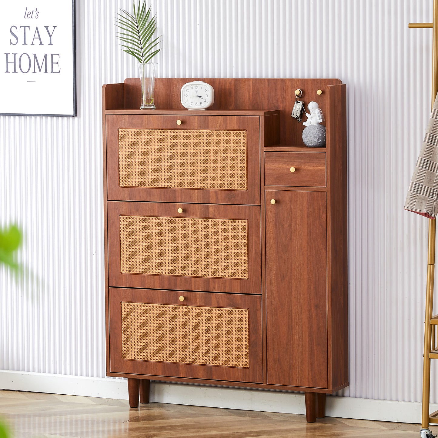 The Modern Minimalist MDF Shoe Cabinet, Suitable For A Variety Of Styles Including Nordic, And Industrial