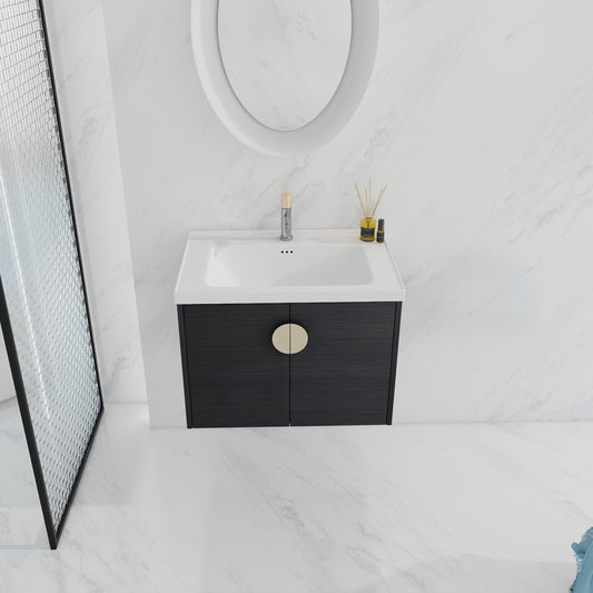 28 Inch Soft Close Doors Bathroom Vanity With Sink, For Small Bathroom, KD-Packing