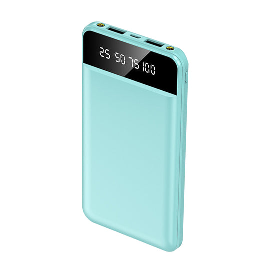 1Pc 10000mAh Power Bank Portable Ultra Slim Charger External Battery Pack With 2 USB Output Ports Charging Cable LED Flashlight Compatible With IOSPhone 15 And More