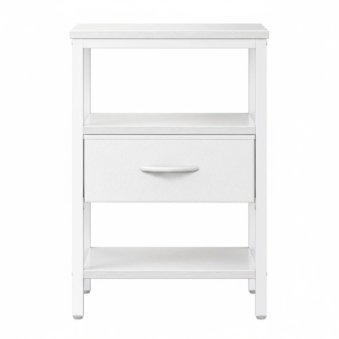 Bedside Table, With Built-in USB--C-type Port Sockets And Adjustable Drawers, 3-layer Storage Rack, And Fabric Drawers