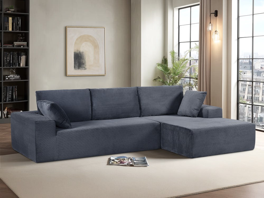 CozyForm Convertible Sectional Sofa In Soft Corduroy, Modern Comfy Couch With Full Foam Cushioning, Cozy Sleeper Sectional For Living Room, Bedroom, No Assembly Required, Dark Gray - Right Facing
