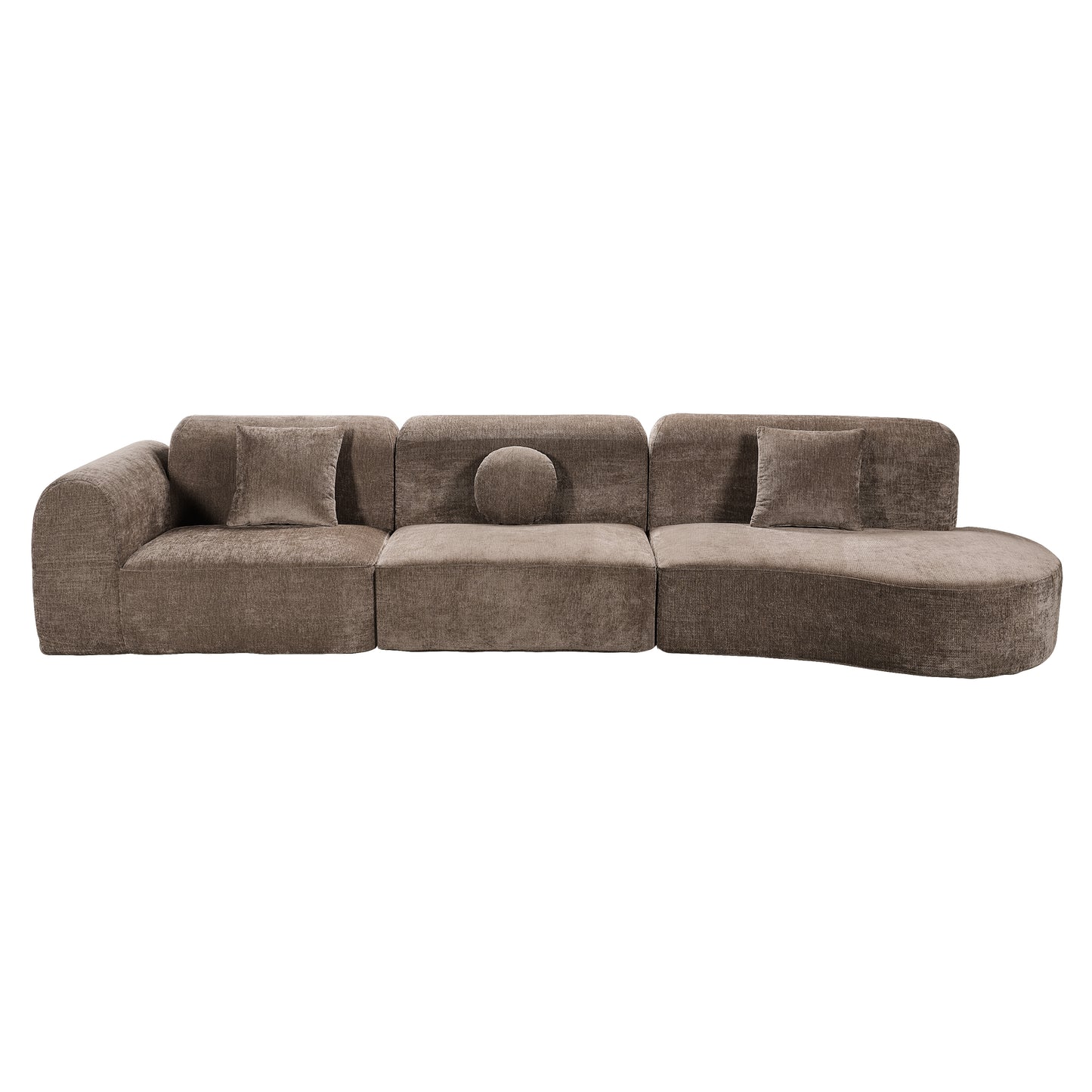 140  Modern Curved Sectional Sofa With High-Density Fully Compressed Sponge And Chaise Lounge, 3-Piece Set, Fully Assembled Right Hand Facing, Perfect For Living Room, Lounge