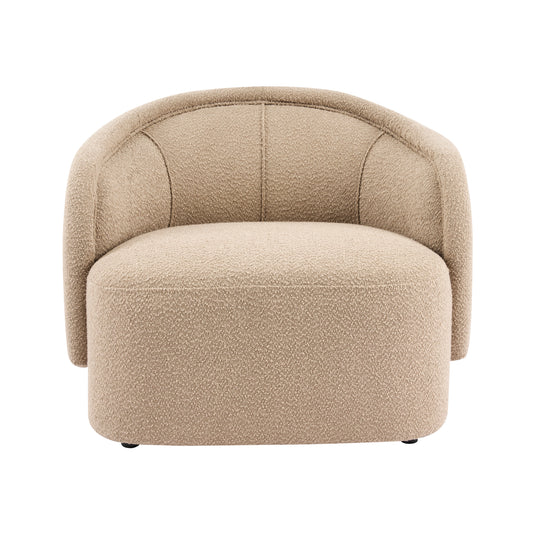 Amanda Beige Accent Chair Curved Boucle