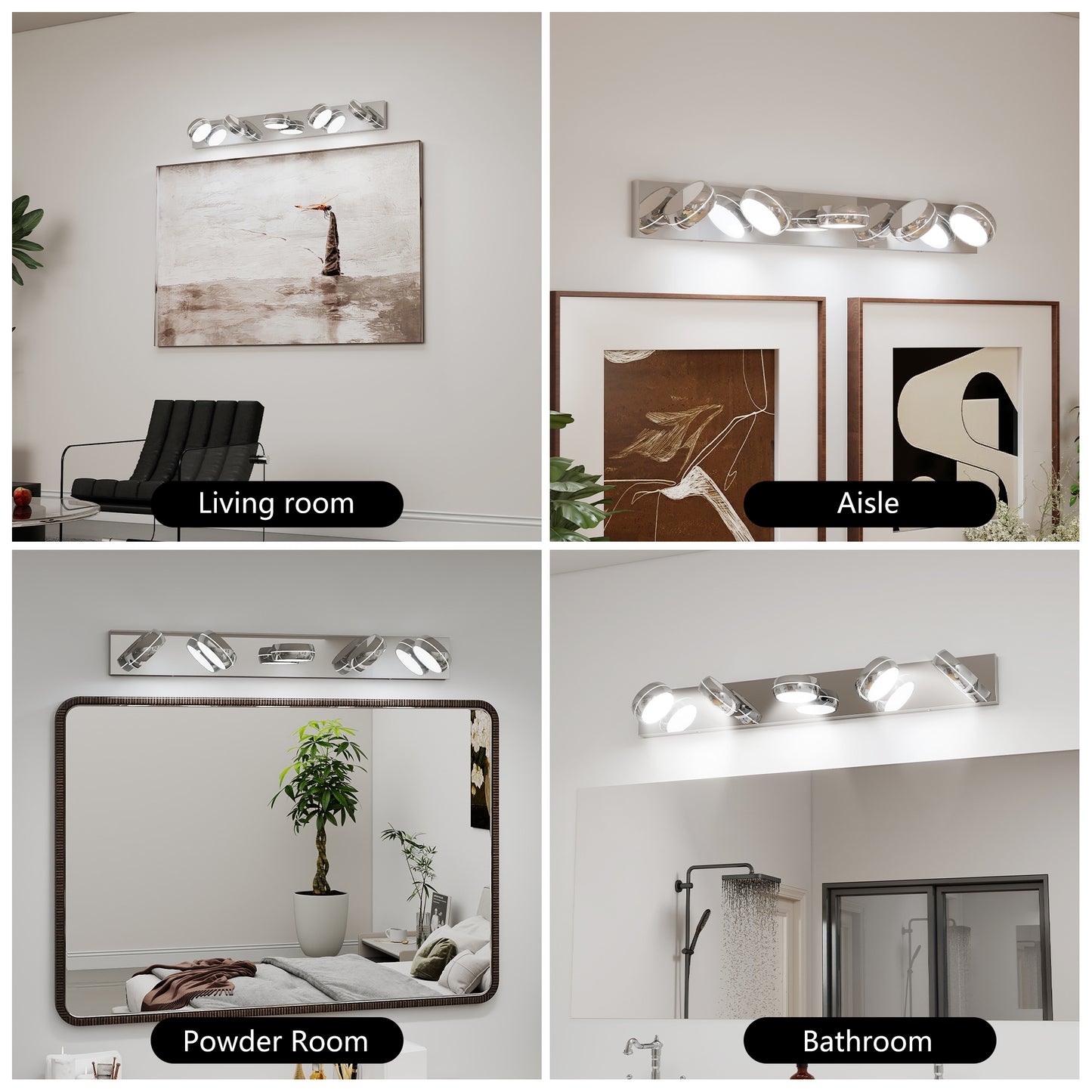 LED Vanity Lights 35in Bathroom Lights Fixtures Over Mirror 5 Light LED Lighting Fixture For Bathroom 18W Mirror Lighting Fixture Modern Bath Light Bar Chrome Bath