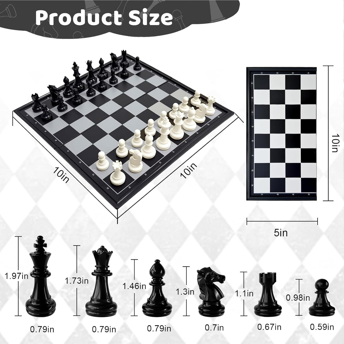 Travel Chess Set, 9.8in Magnetic Chess Board With 2 Extra Queen Portable Folding Board Chess Games