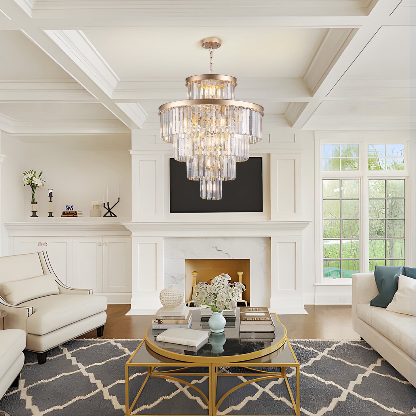 Same As W1340P188536Golden Luxury Crystal Chandelier Modern Chandeliers Lights Fixture Hanging Pendant Light Fixture For Dining Room Bedroom Living Room Dia 23.6 Inch-Gold