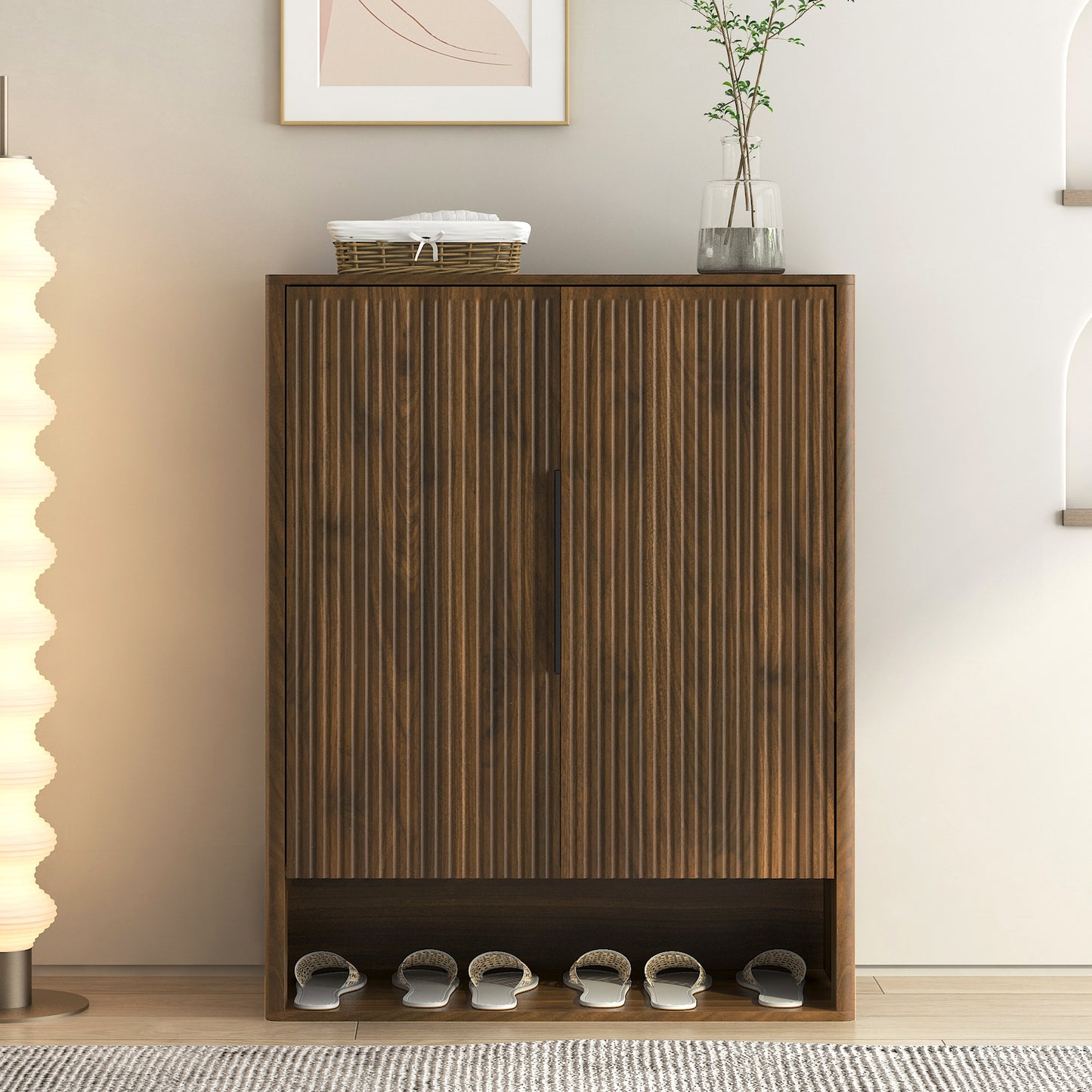 Shoe Storage Cabinet, Wooden Shoe Cabinet With Doors Modern Shoe Organizer With Adjustable Shelves,for Entryway, Hallway, Living Room