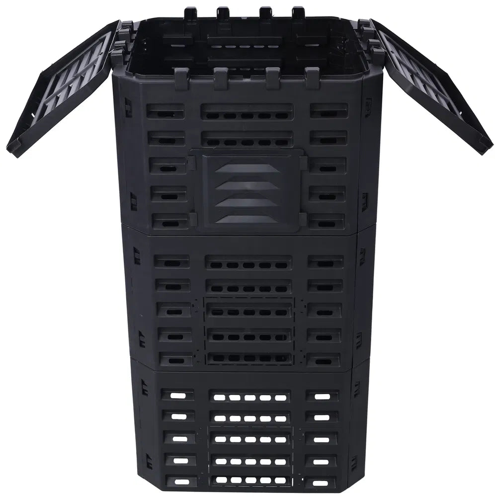 Garden Composter Bin Made From Recycled Plastic - 132 Gallons - 500Liter Large Compost Bin - Create Fertile Soil With Easy Assembly, Lightweight, Aerating Outdoor Compost Box