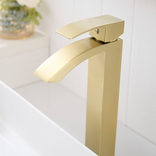 Brushed Gold Bathroom Faucet,Faucet For Bathroom Sink, Single Hole Bathroom Faucet Modern Single Handle Vanity Basin Faucet
