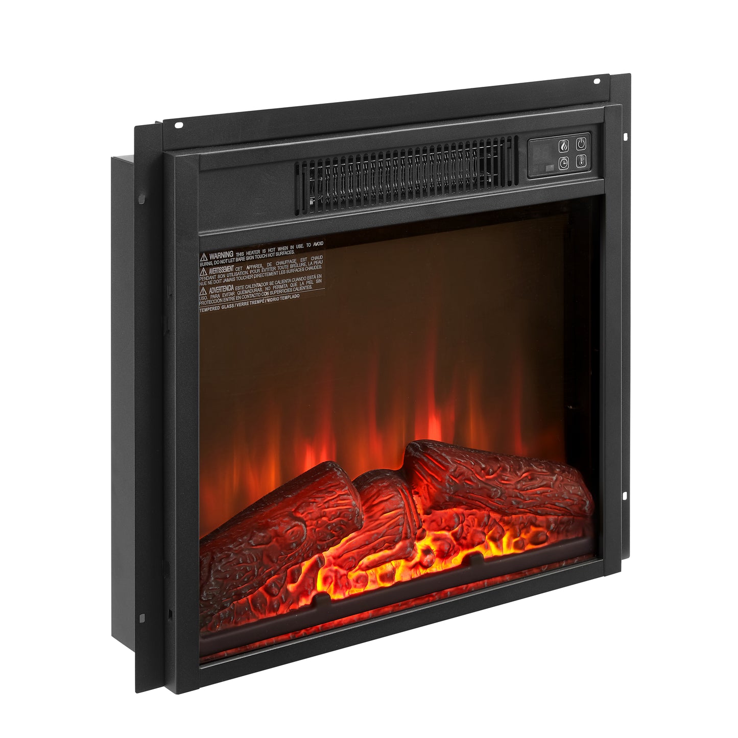 Electric Fireplace Insert 18  1400W 120V ,Equipped With Remote Control, Ultra Thin Heater With Log Set & Realistic Flame - BLACK
