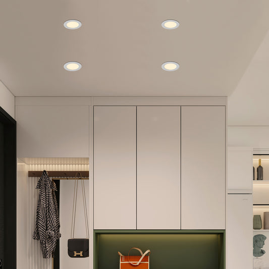 12-Pack 4 Inch Ultra-Thin LED Recessed Ceiling Light With Junction Box, 2700K-5000K Dimmable Color Changing Downlight, 9W 810LM, Easy Install, Ideal For Kitchen, Bedroom, Basement