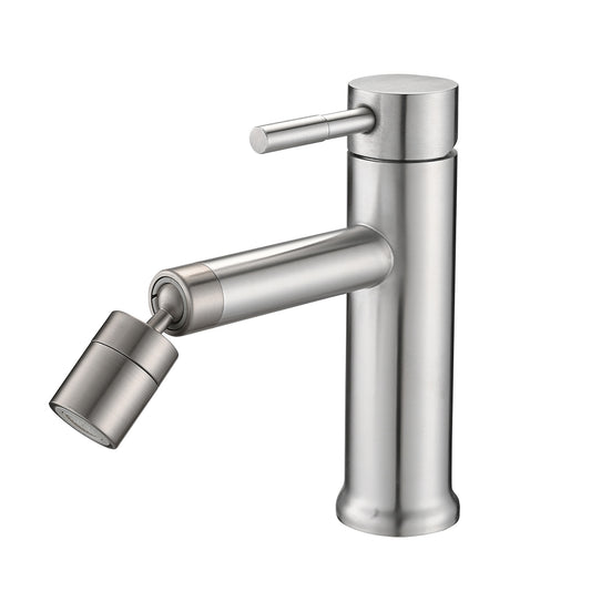 Brushed Nickle Bathroom Faucet For 2 Mode Faucet For Bathroom Sink With 360 Rotating Aerator