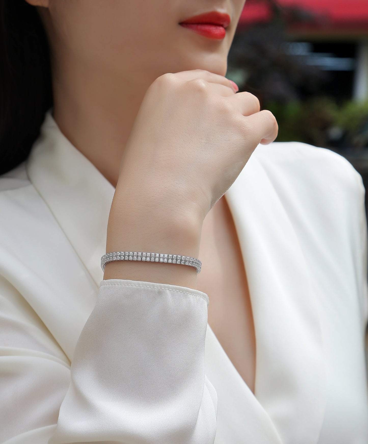 Light And Shadow Around The Wrist - Set With Top Quality Morganite On S925 Silver Electroplated Platinum Hand Chain Diamond Jewelry Bracelet Luxury Fashion Jewelry