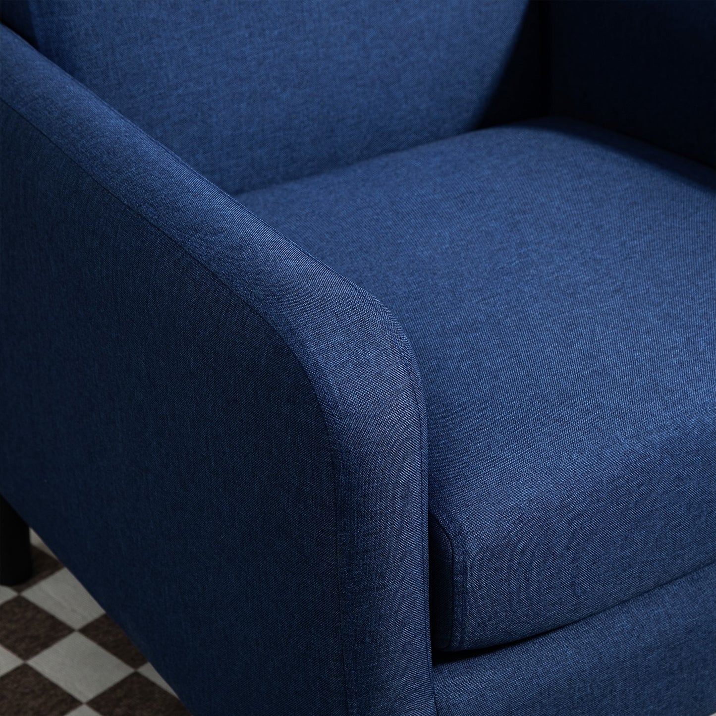 Faux Linen Upholstered Accent Chair, Modern Armchair With Solid Wood Frame, Single Sofa Chair For Living Room Bedroom