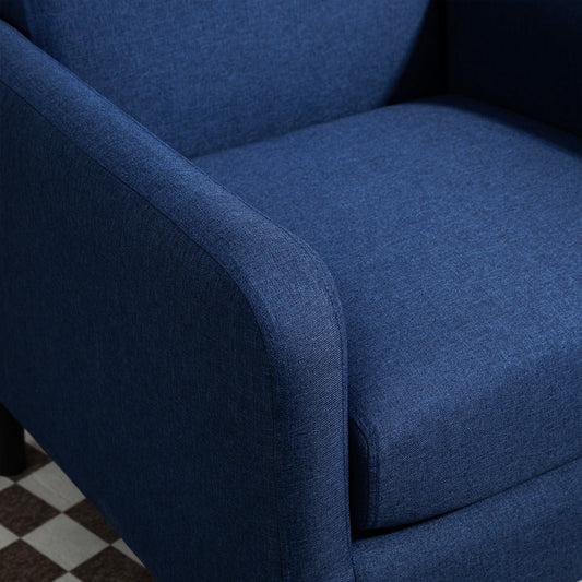 Faux Linen Upholstered Accent Chair, Modern Armchair With Solid Wood Frame, Single Sofa Chair For Living Room Bedroom