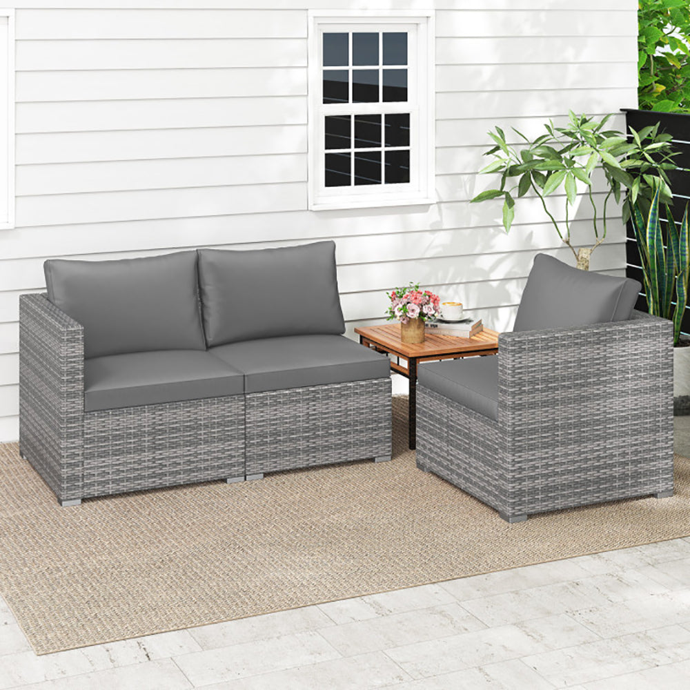 3 Pieces Patio Sectional Sofa Set PE Rattan Modular Couch Furniture Set With Soft Cushions Accommodates Up To 400 Lbs For The Patio, Garden, Poolside And More