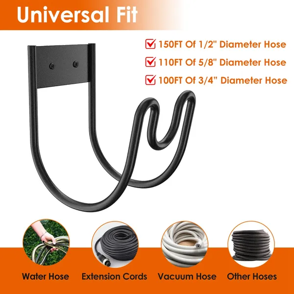 2Pack Heavy Duty Garden Hose Holder Stainless Steel Hose Hook Metal Hose Rack Reel Organizer For Water Hose Extension Cords