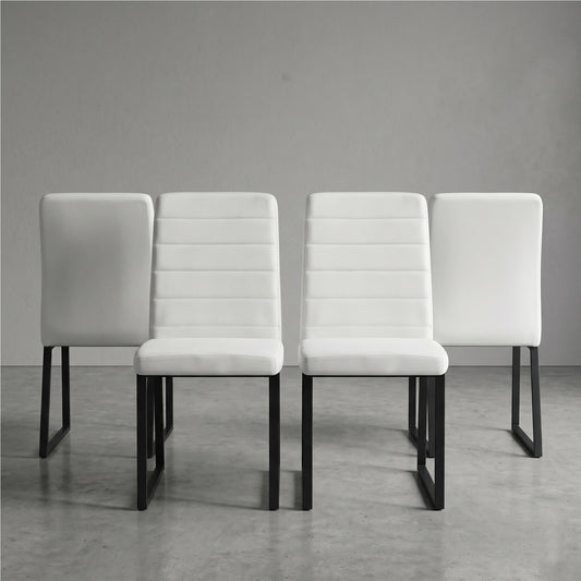 4-Pack - Premium PU Office Dining Chairs With High-density Foam, Sturdy Iron Legs  Spray Paint , Multiple Colors. Easy Assembly