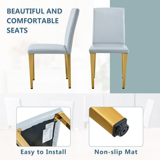 Four Light Gray PU Dining Chairs, Simple And Versatile, Comfortable And Accompanied. Exquisite And Versatile Dining Chairs Unlock A Comfortable New Experience.  Set Of 4