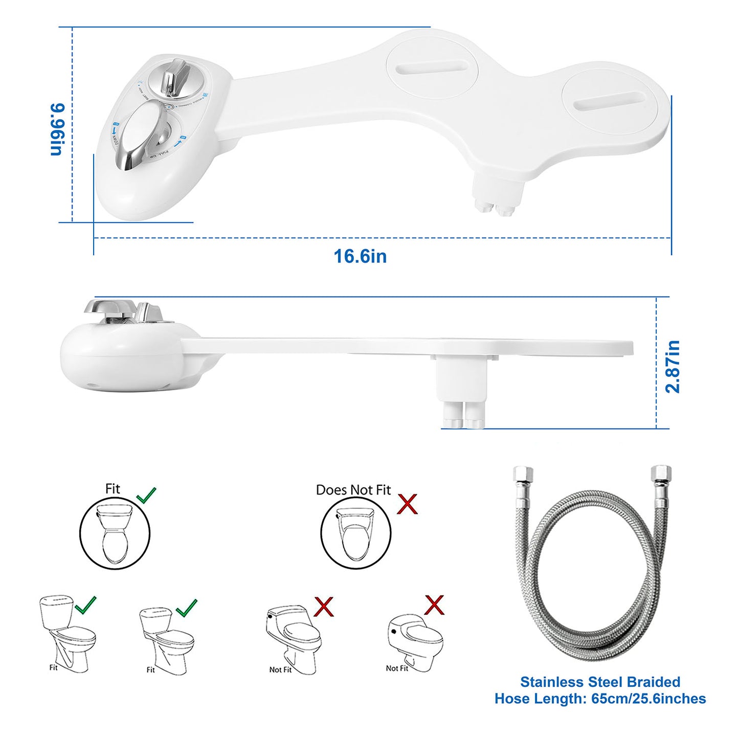 Cold Water Spray Bidet For Home Renovation Self-Cleaning Dual Nozzle Bidet Feminine Wash Non Electric Mechanical Toilet Seat Cover
