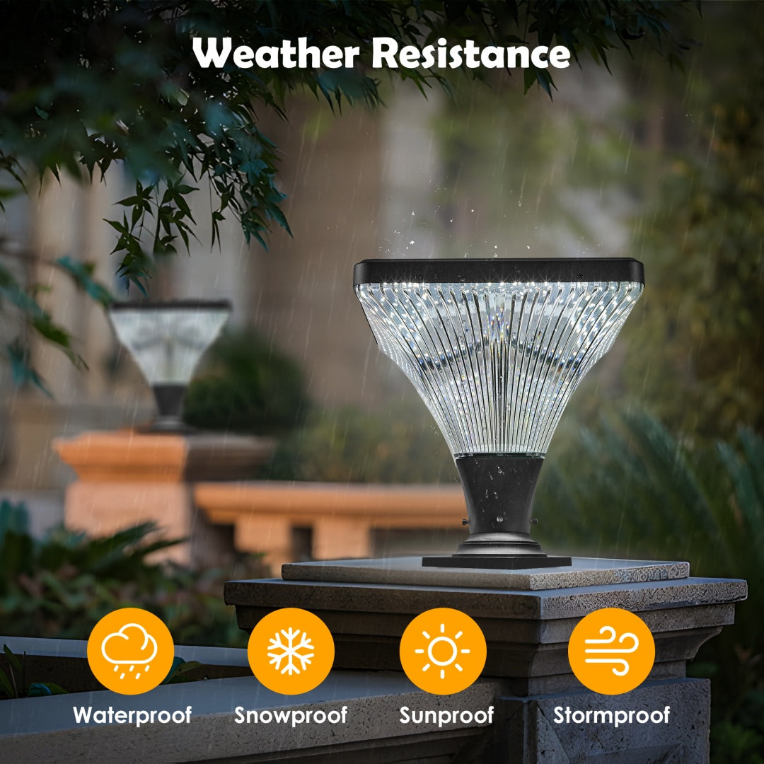 15in  Black Outdoor Post Light - LED With Remote Control, Dimmable, Timer Function, Weatherproof For Yard, Garden, Pathway 1-Pack