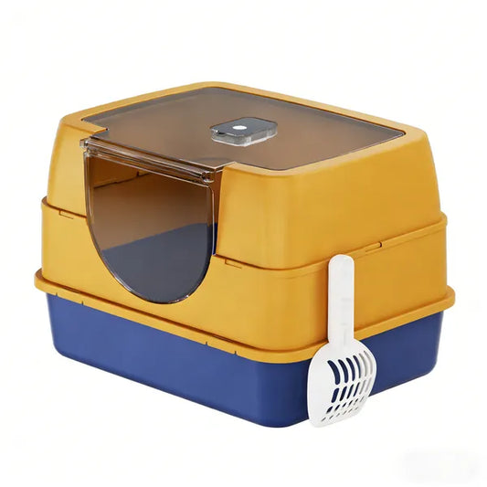 Galaxy Enclosed Orange Cat Litter Box, Sealed To Prevent Odors And Sanding, Stable And Durable, Suitable For Pet Families Worldwide
