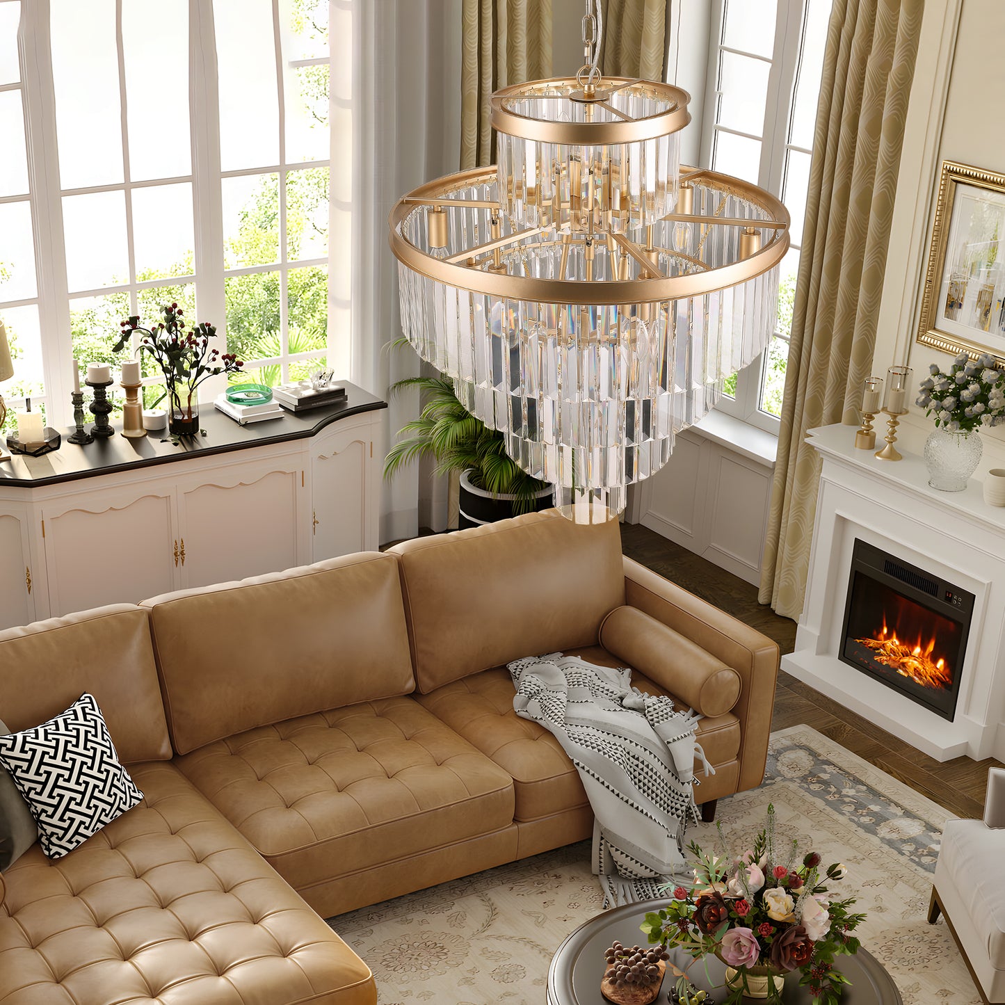 Same As W1340P188536Golden Luxury Crystal Chandelier Modern Chandeliers Lights Fixture Hanging Pendant Light Fixture For Dining Room Bedroom Living Room Dia 23.6 Inch-Gold