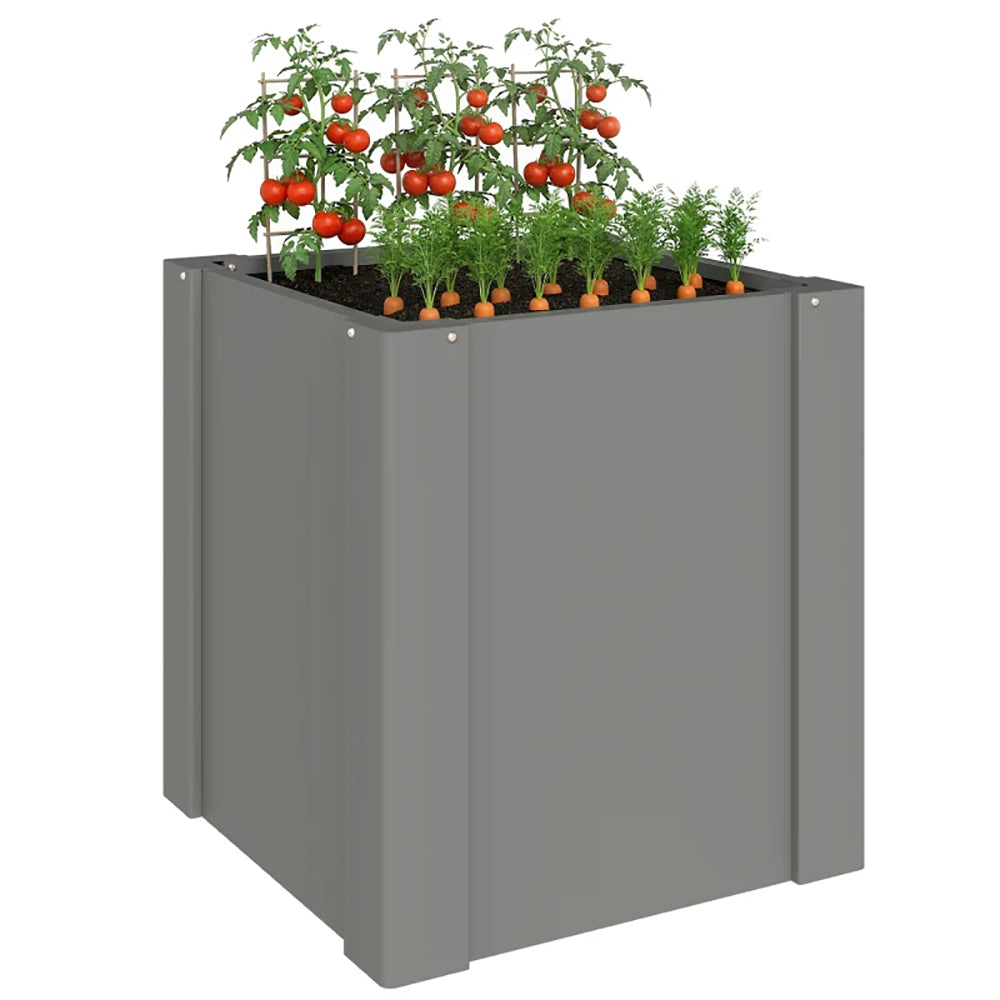 Raised Garden Bed Galvanized Planter Box Outdoor Open-Bottom Design With Gloves For Gardening Vegetables, Flower