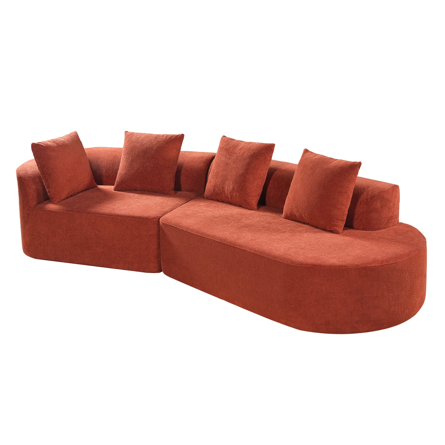 116  Modern Curved Sectional Sofa With High-Density Fully Compressed Sponge And Chaise Lounge, 2-Piece Set, Fully Assembled Right Hand Facing, Perfect For Living Room, Lounge
