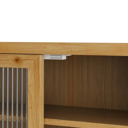 24.8''Glass Door Vintage Double Door Wall Cabinet With Three Tiers Of Storage With Towel Rack,for Bathroom, Kitchen,,Dining Room,Natural