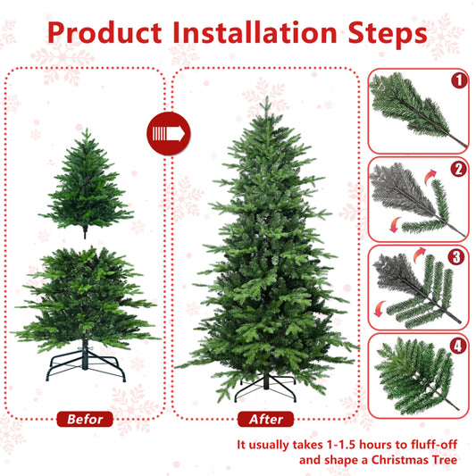 Artificial 4ft Green Christmas Tree With 919 PE PVC Mixed Branch Tips, Steel Wire, Hinged Premium & Foldable Base For Indoor Holiday Decorating