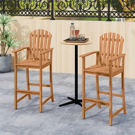 31" Seat Height Outdoor Bar Stool, Slatted Design Ergonomic Tall Chair For 40"-43" Bar Table
