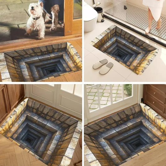 3D Optical Illusion All-Weather Doormat,Front Door Mat Indoor Outdoor Entrance, Easy Clean Patio Porch Entryway Mat, Optical Illusion Rug Ground Crack Illusion Rug 3D Rugs,
