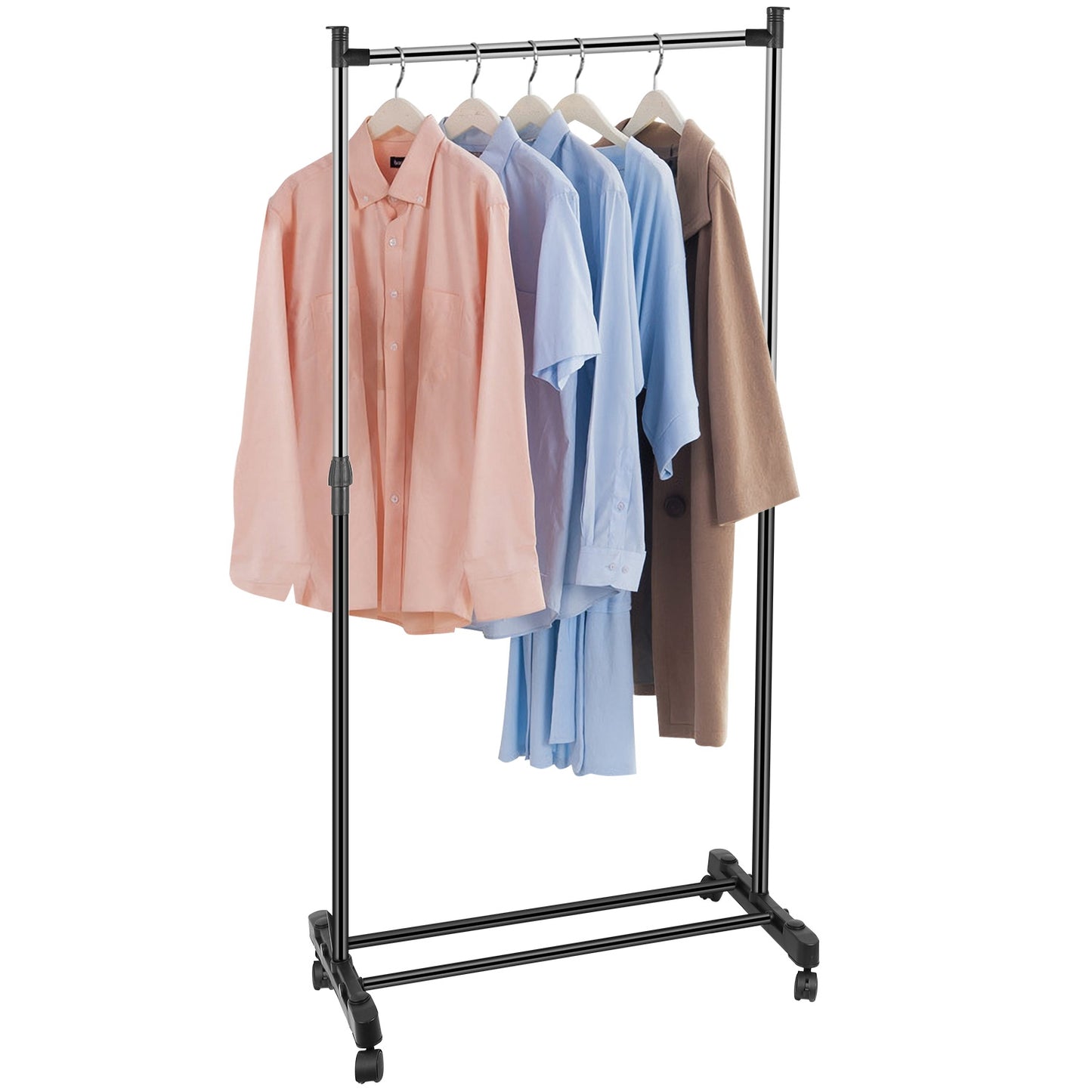 15kg 33lbs Garment Racks 3.12ft To 4.80ft Height Adjustable Clothes Stand Foldable Clothes Hanger With Wheels Storage Shelf For Dormitory Home
