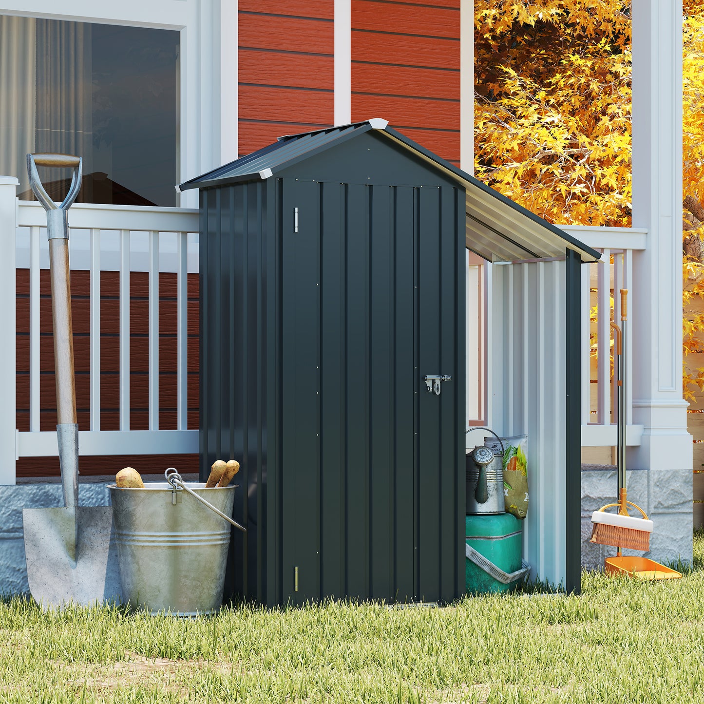 Campcraft High Quality Galvanized Iron Sheet,waterproof Design, Reasonable Internal Space Planning,equipped With A Solid Lock System,easy To Assemble And Move,Small Metal Compact Garden Shed