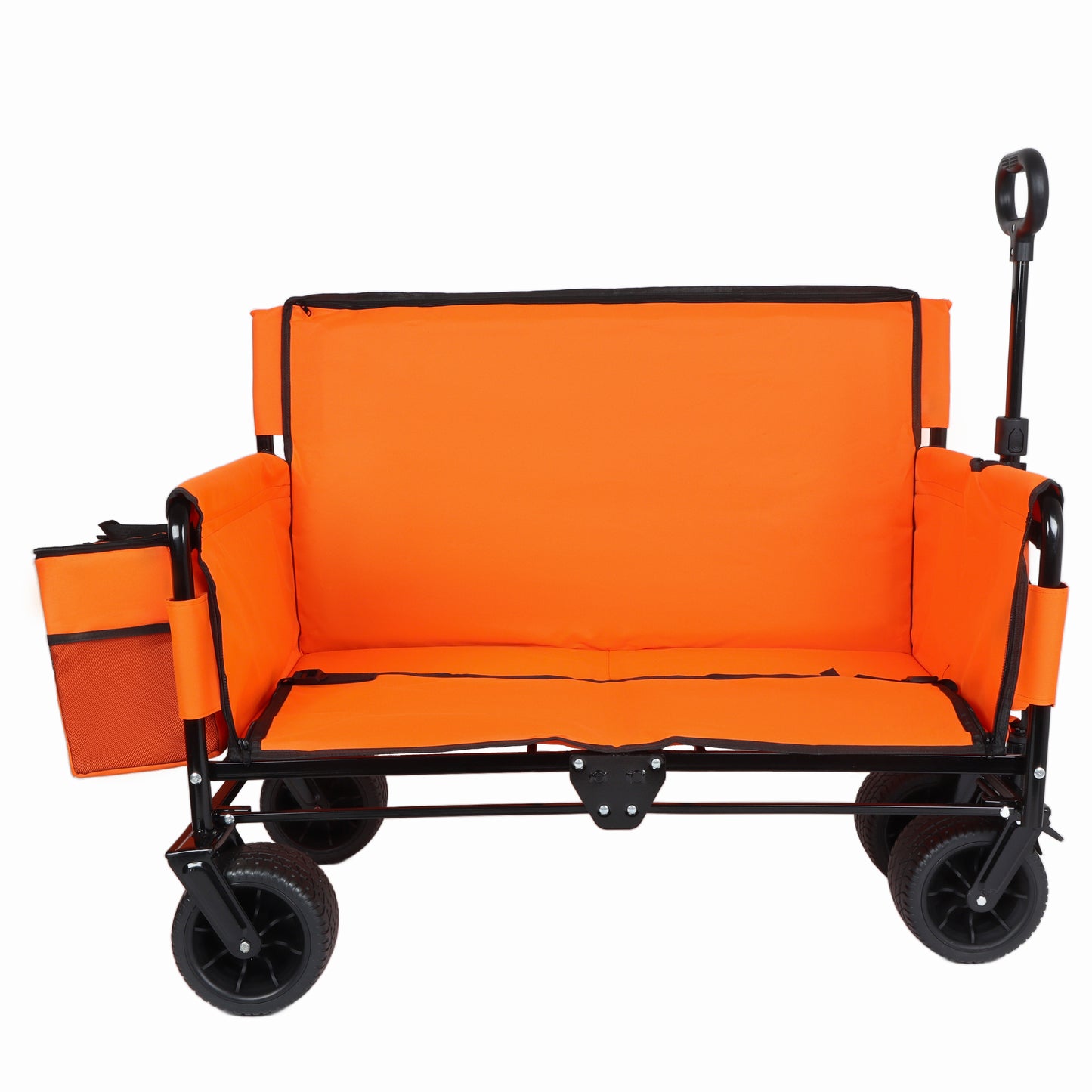 3- In- 1 Folding Wagon Cart With Bench Seat  Patent Protection-  Includes 1 Ice Pack  500lbs Heavy- Duty Utility Wagon  180L Capacity All- Terrain Wheels For Camping  Beach  Sports  Garden  Orange