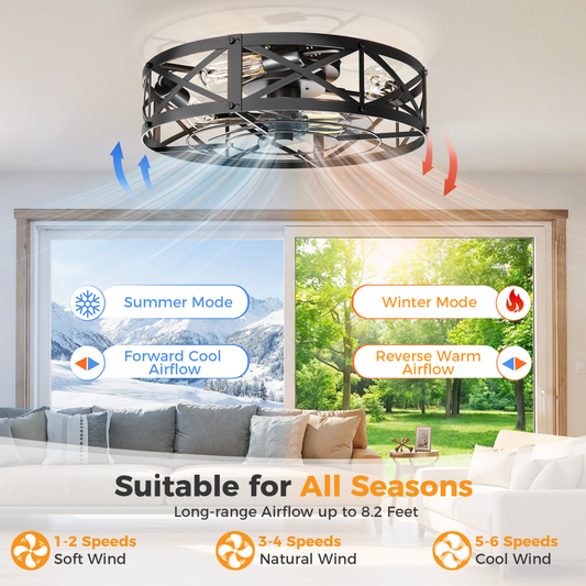 Embedded Ceiling Fan With Lights, Bladeless Silent Ceiling Lamp, Remote-controlled Minimalist Ceiling Fan With Mesh Cover