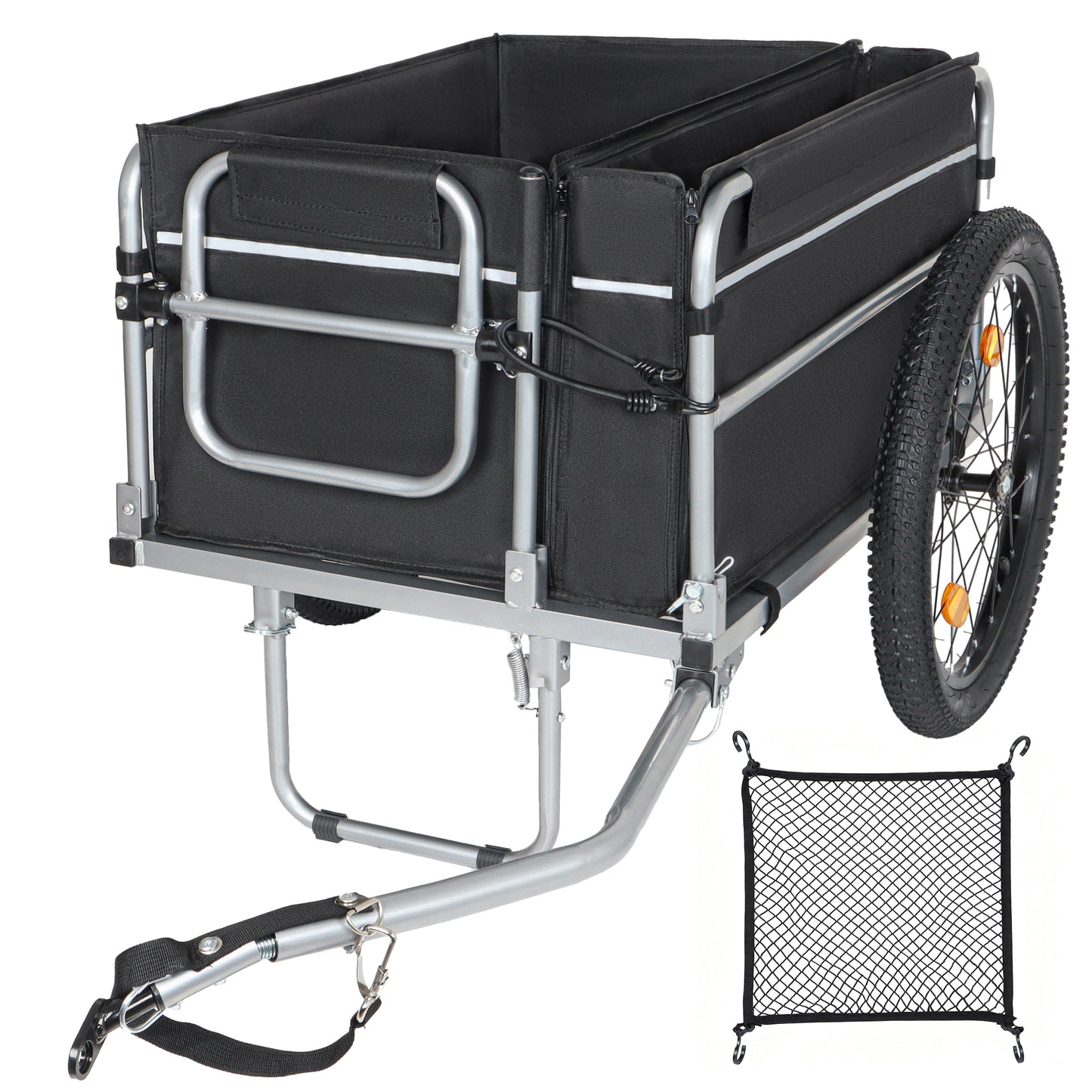 Bike Cargo Trailer 110lbs Load Capacity Heavy-Duty Bicycle Wagon Cart Foldable Compact Storage Universal Safe Hitch System Featuring Upgraded Fat Tires For Camping Groceries Hauling