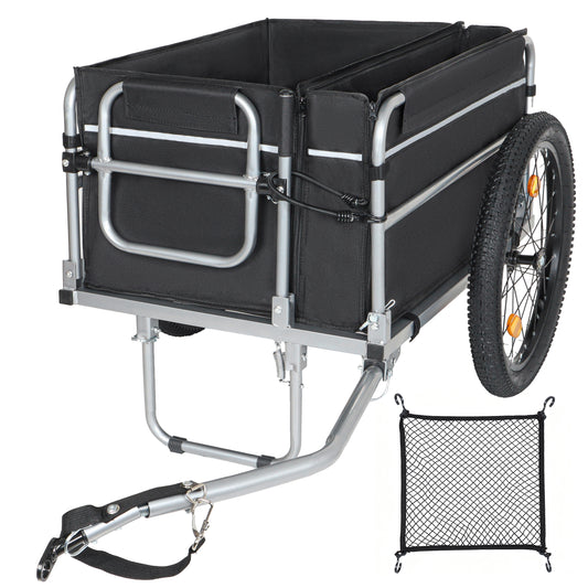 Bike Cargo Trailer 110lbs Load Capacity Heavy-Duty Bicycle Wagon Cart Foldable Compact Storage Universal Safe Hitch System Featuring Upgraded Fat Tires For Camping Groceries Hauling