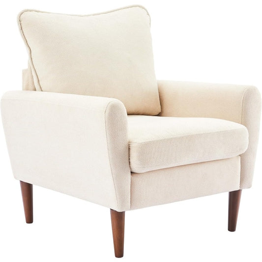 A Reading Chair With Cushioned Seat And Wooden Legs, Along With A Wide Single-person Modern Leisure Sofa