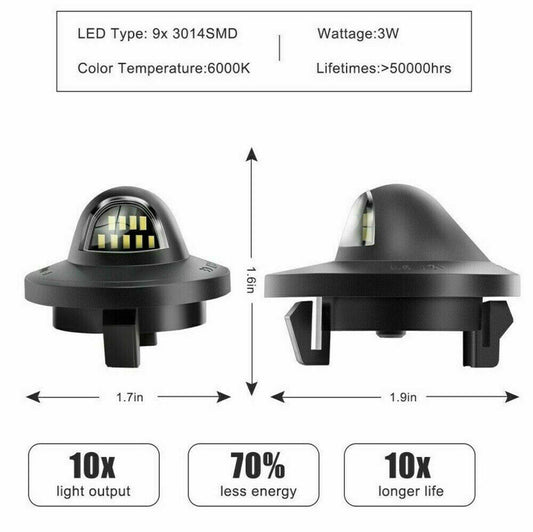 2x LED License Plate Light Tag Lamp Assembly Replacement For Ford F150 F250 F350
