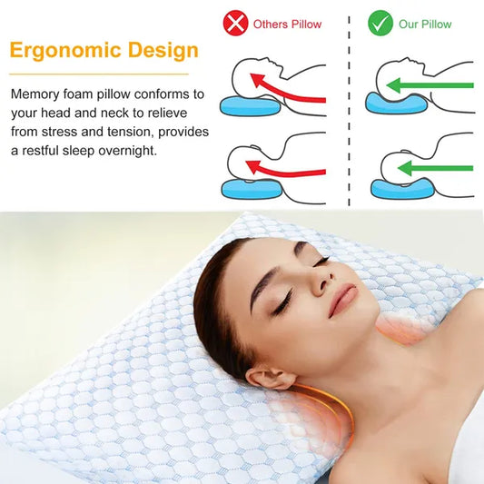 Bed Pillows Cooling Memory Foam Pillow Ventilated With Cooling Gel Infused Memory Foam Heat Moisture Reducing Cooling Fiber Breathable Machine Washable
