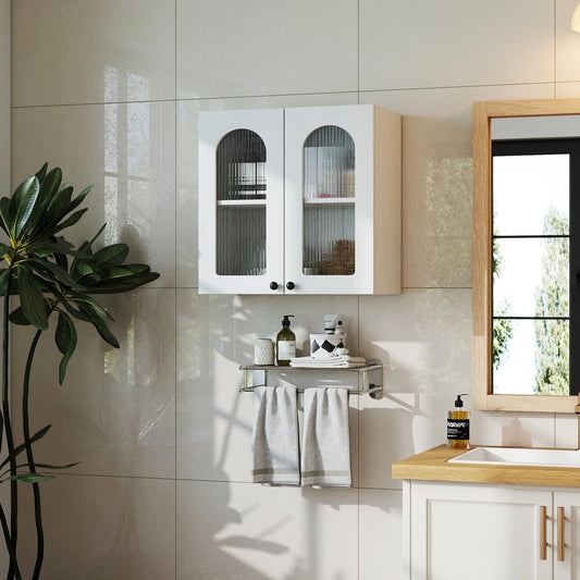 Wall Cabinet,Arched Glass Door Display Wall Mounted Cabinet, Floating Cabinet With Inadjustable Shelves For Kitchen,Bathroom,Living Room