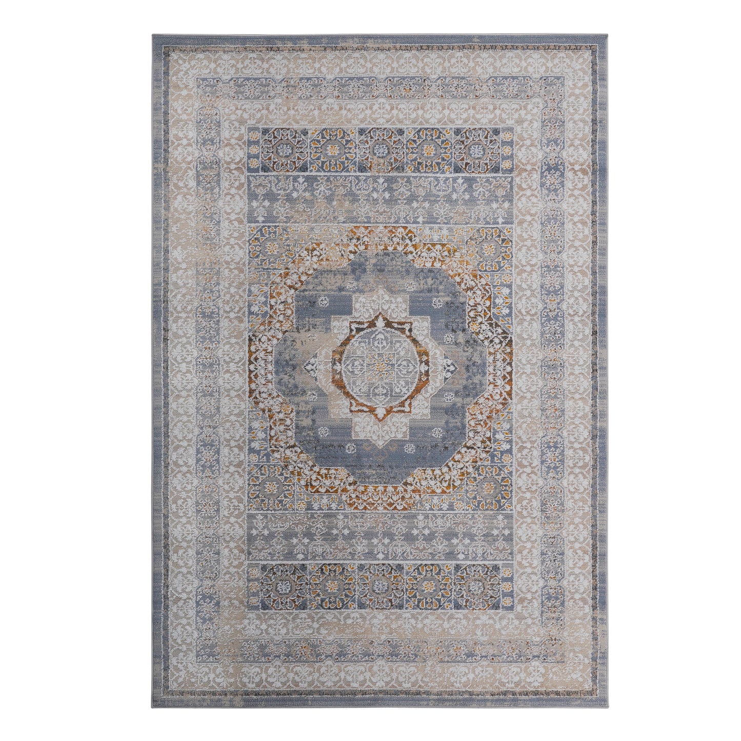 PAYAS C Ollection 6X9 Blue Ivory  Medallion Area Rug