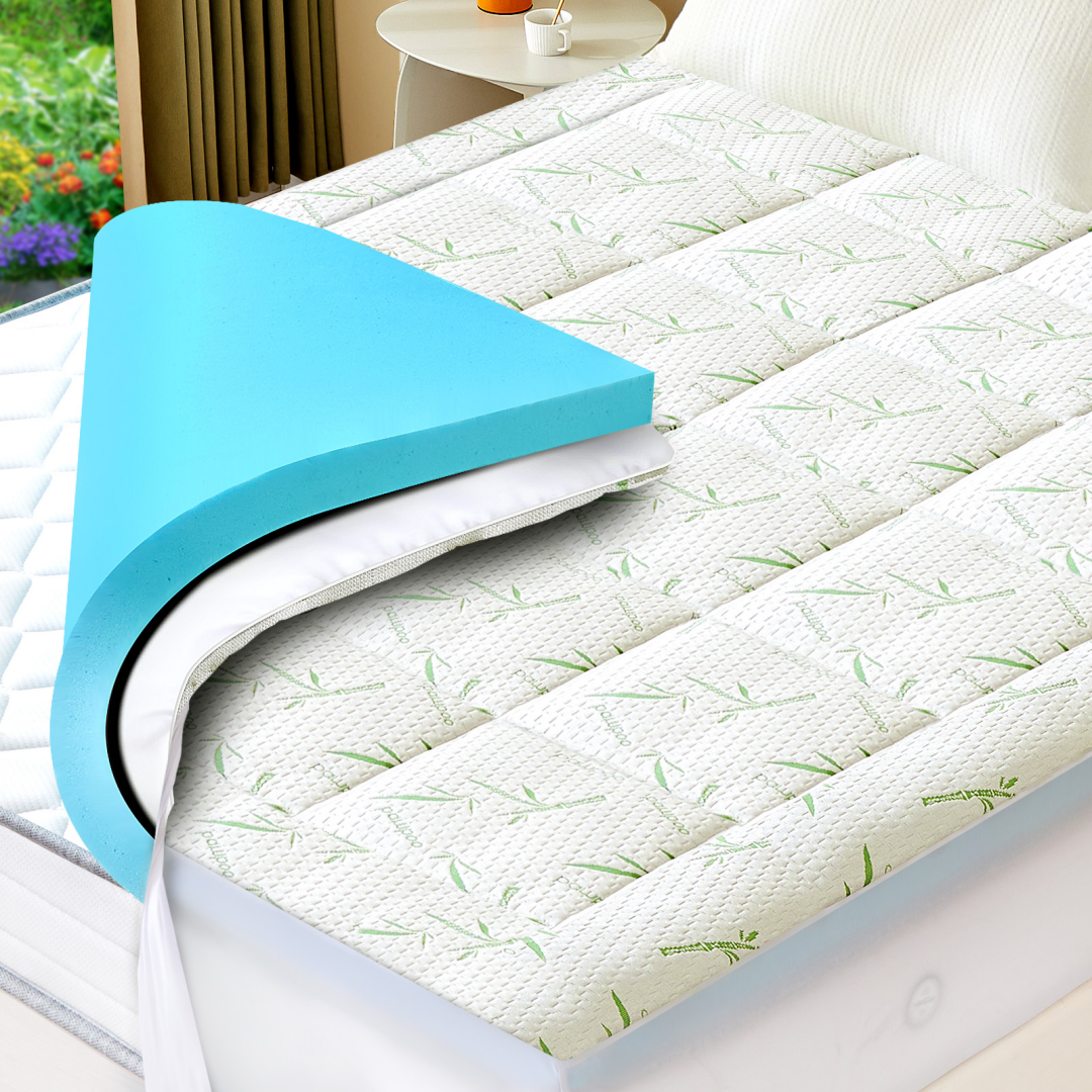 Double Layer With Gel Memory Foam & 2 Inch Cool Pillow Top For Back Pain Relief, Medium Firm