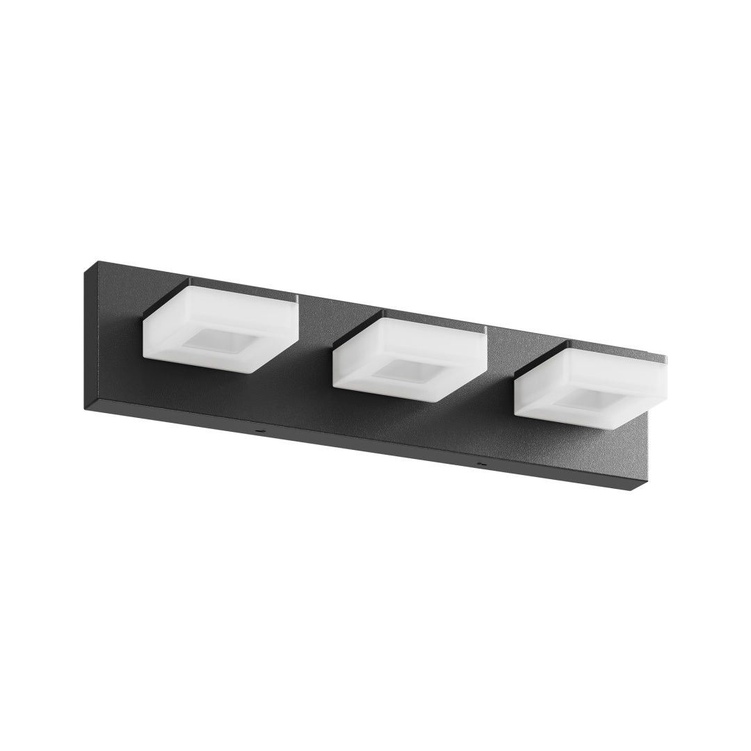 LED Modern Bathroom Vanity Light Fixtures  3-Light, 20-Inch  Matte Black Modern Acrylic Bathroom Wall Lighting Fixtures Over Mirror  Cool White 6000K