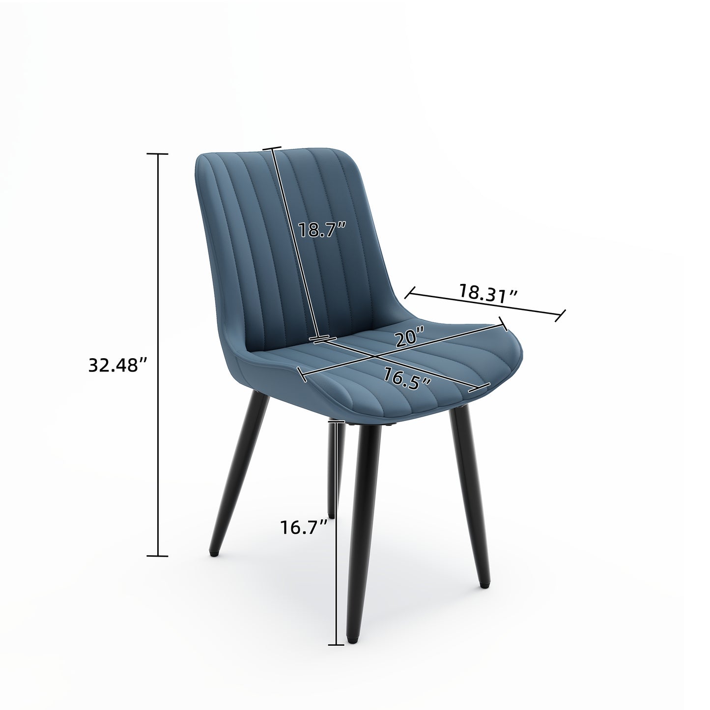Set Of 4 Modern PU Leather Dining Chairs With Thick Cushions & Metal Legs, Armless Faux Leather Side Chairs For Kitchen, Dining Room