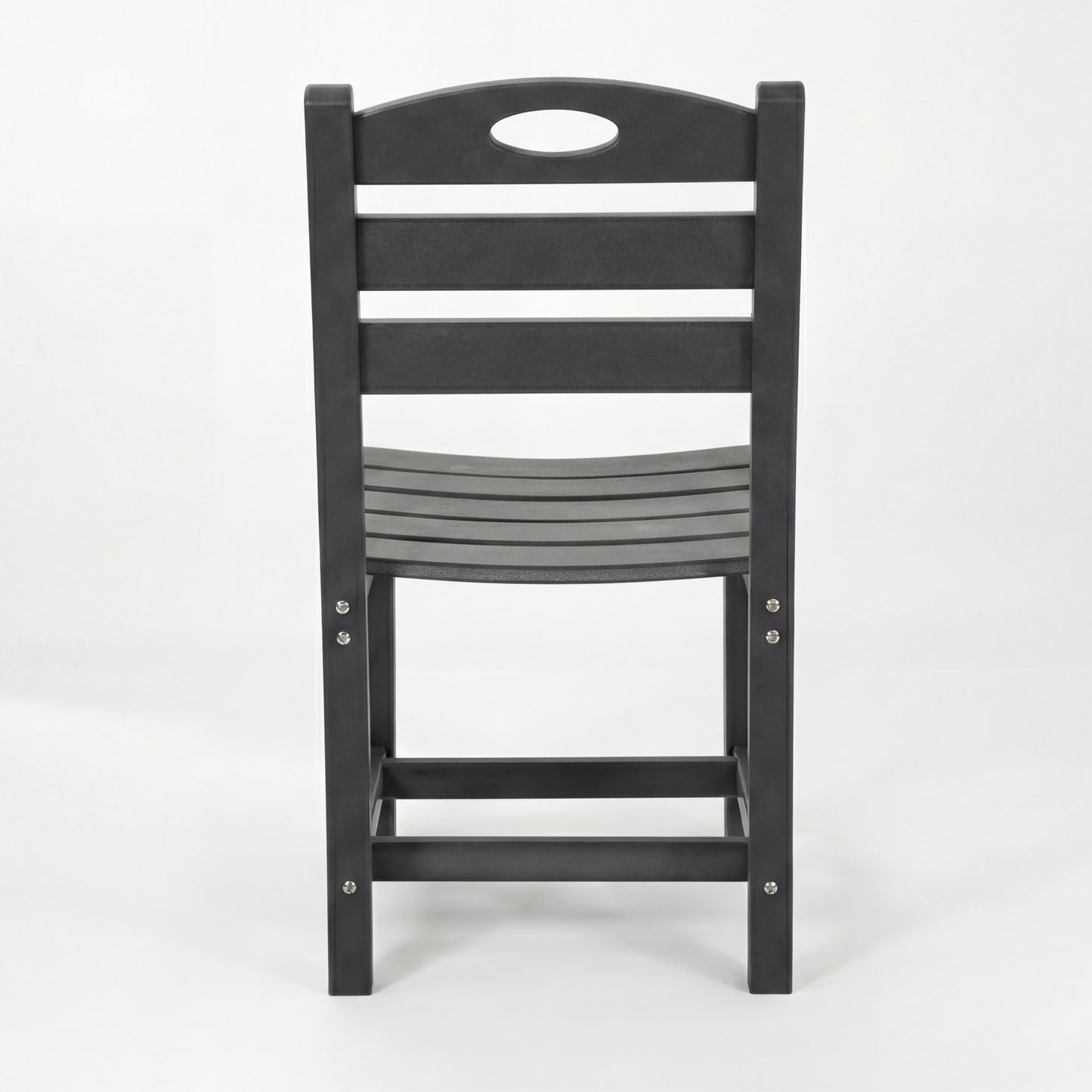 Gray HDPE Armless Outdoor Dining Chair For Patio, Deck, Porch, And Backyard