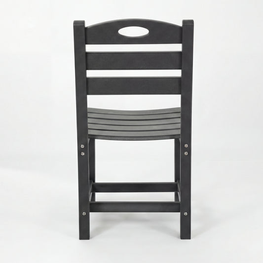Gray HDPE Armless Outdoor Dining Chair For Patio, Deck, Porch, And Backyard